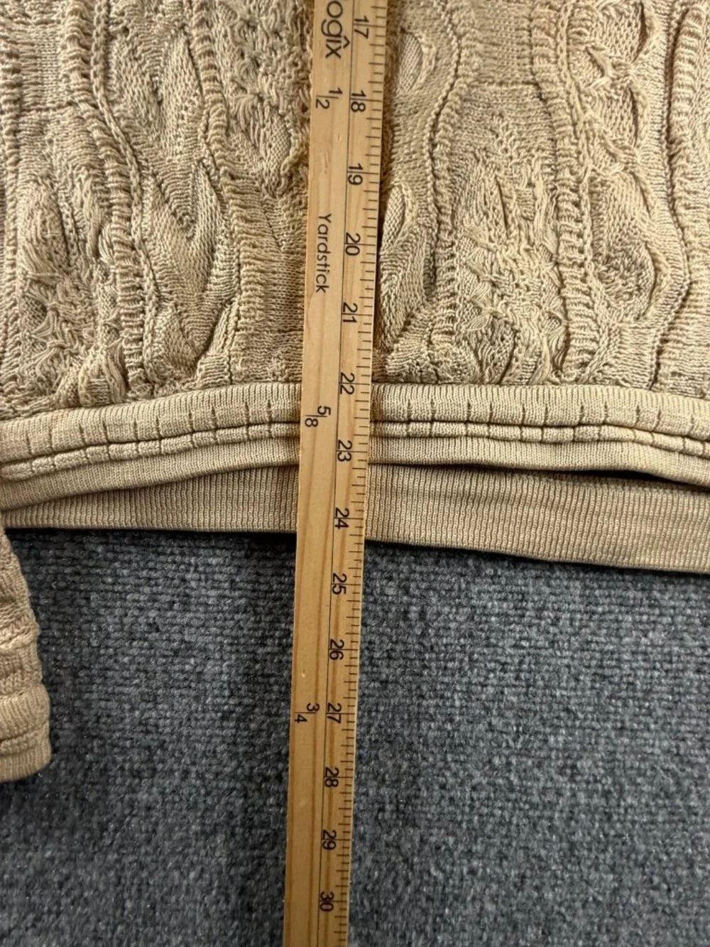 Coogi Basics Australia Made Sweater Men Knit 3D Large Beige Pullover Crew Neck
